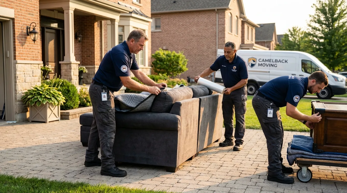 Large estate moving crew wrapping furniture in Temple, PA